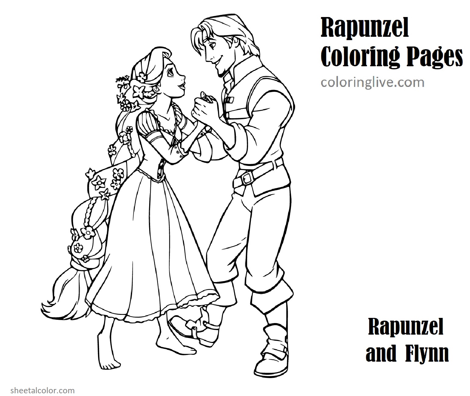 Princess Rapunzel and Prince Flynn Coloring Page - SheetalColor.com