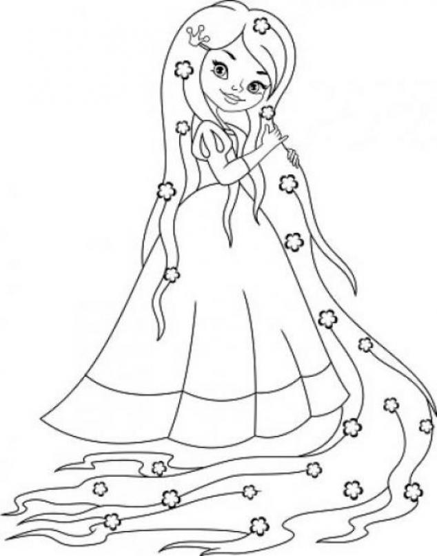 Rapunzel as Little Girl Coloring Page - SheetalColor.com