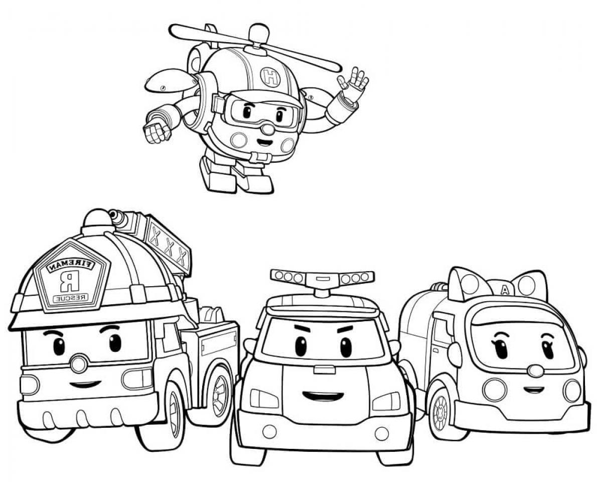 Main Vehicles from Robocar Poli coloring pages - SheetalColor.com