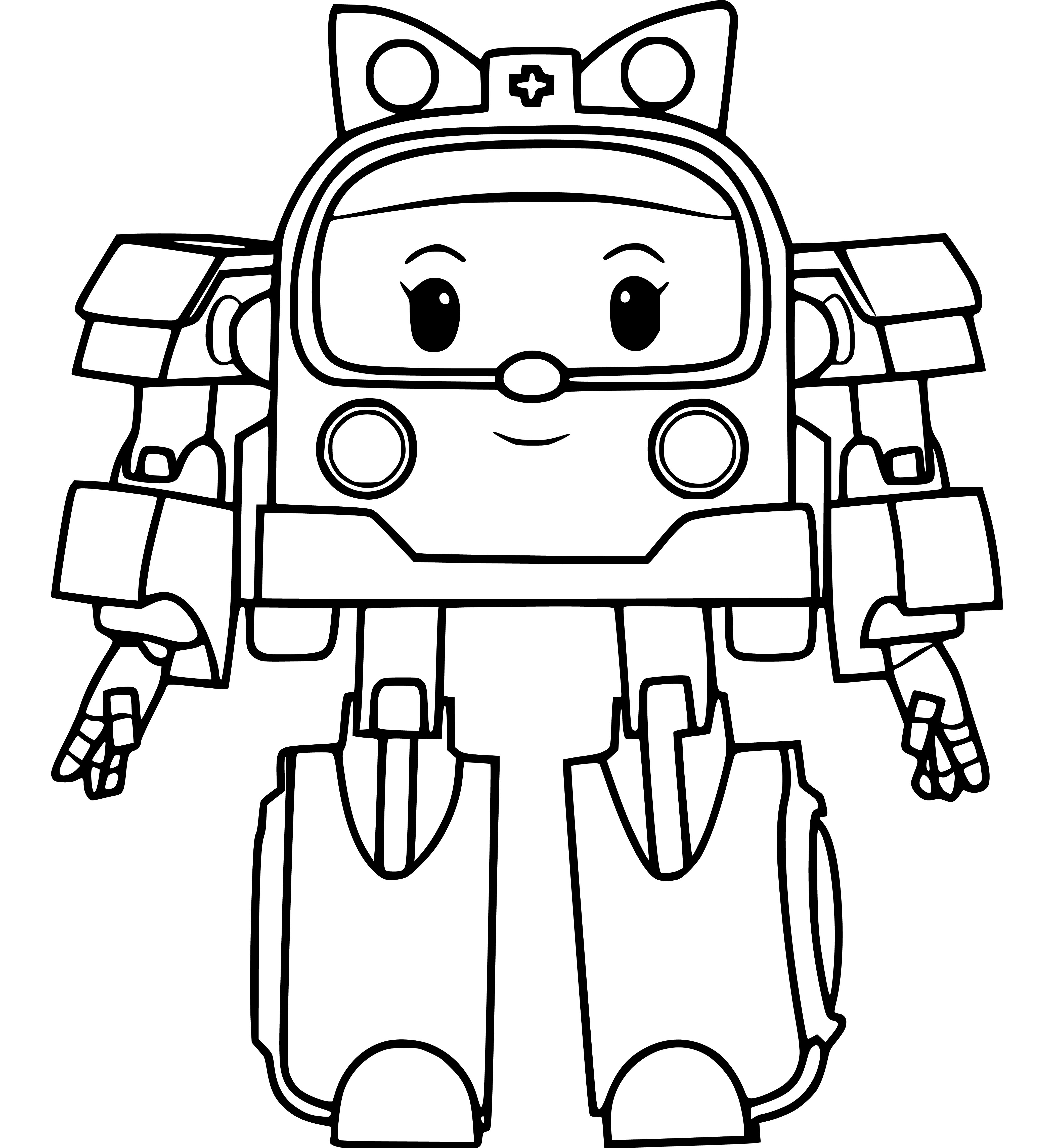 Robocar Amber Coloring Page in Robovan Version - SheetalColor.com