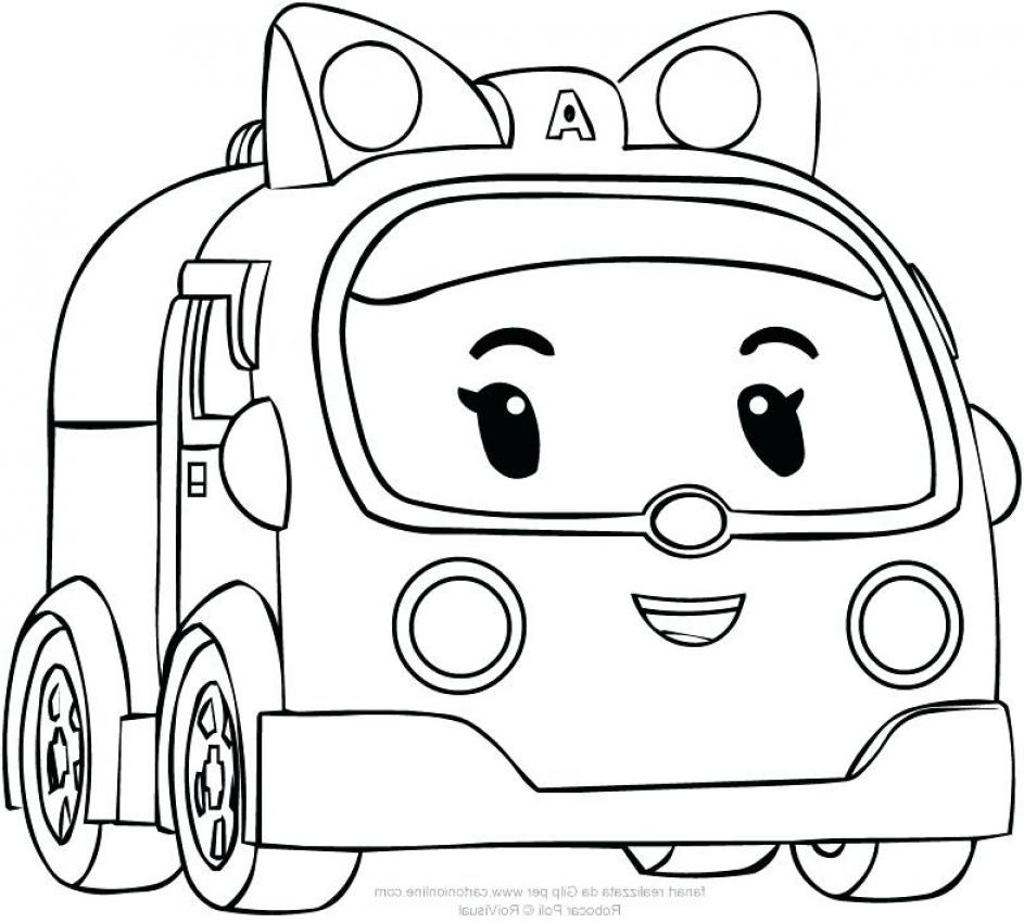 Printable Robocar Amber Coloring Sheets Easy for Kids - Blank Outline ...