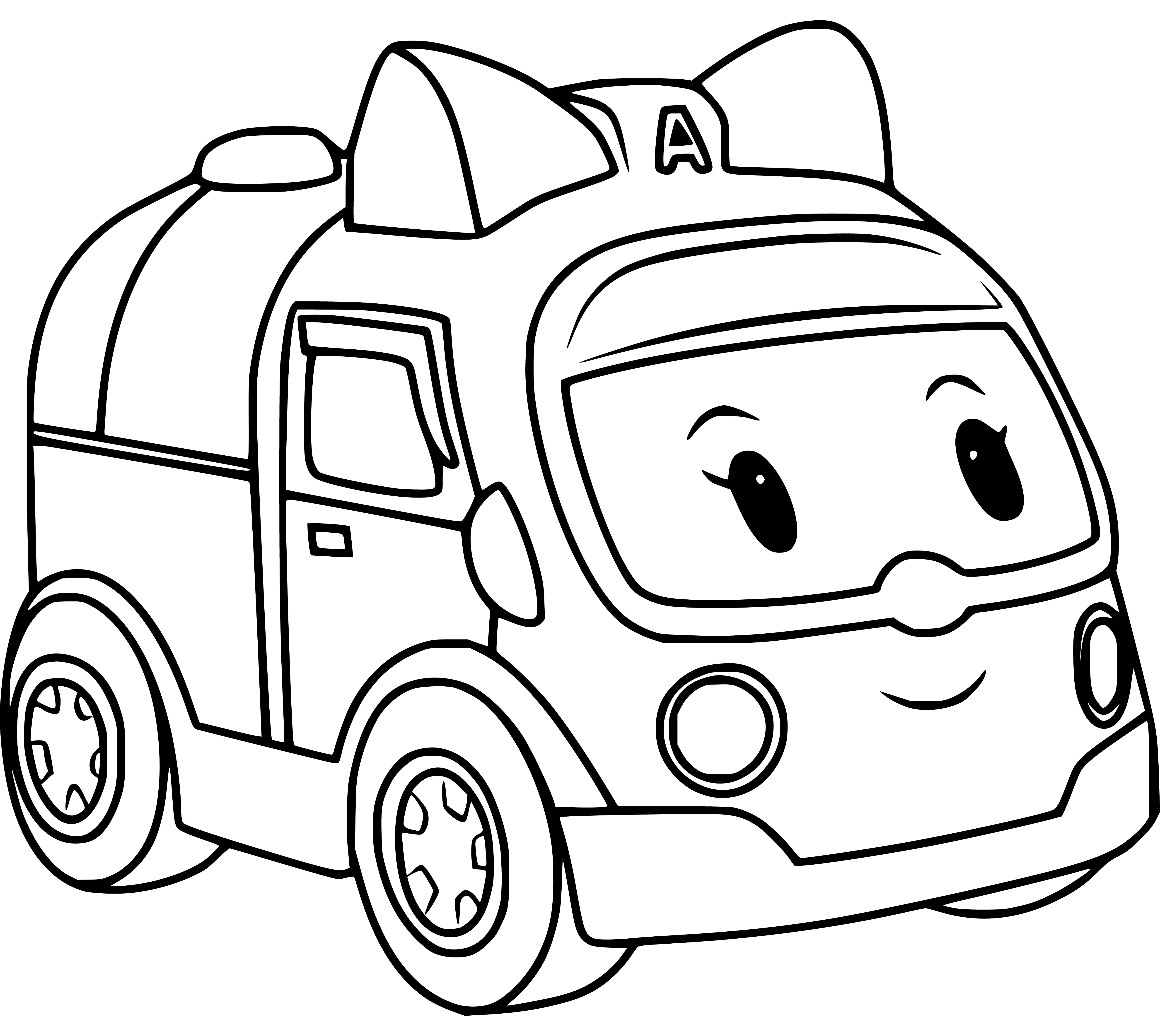 Ambulance Amber Coloring Page for Kids to Print - SheetalColor.com