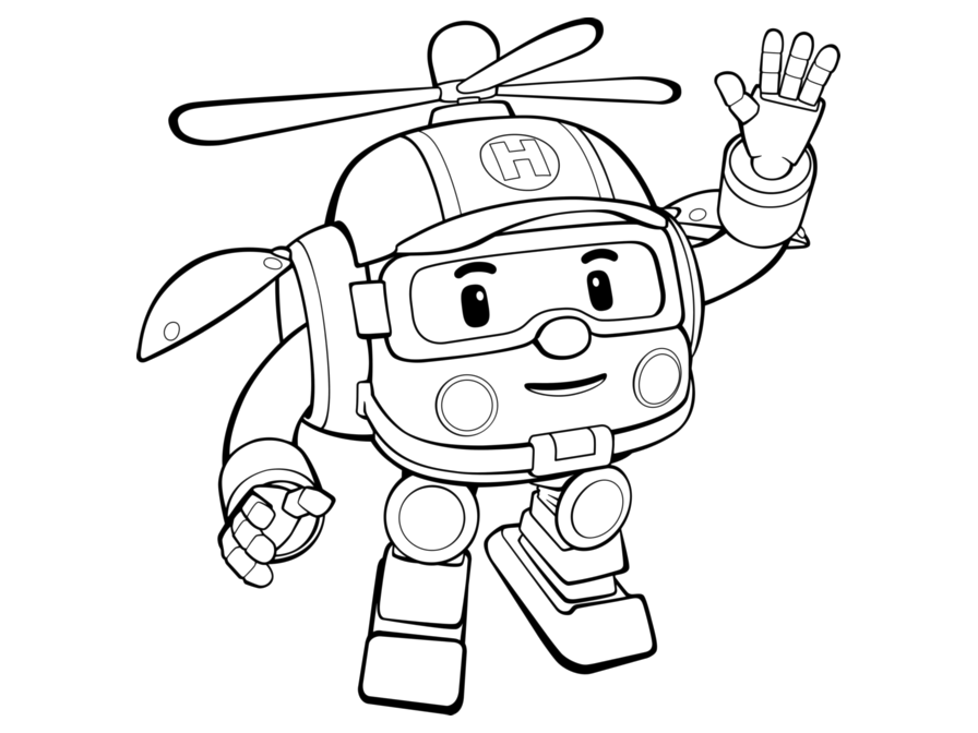 Printable Robocar Helly Coloring Sheets Easy for Kids - Blank Outline ...