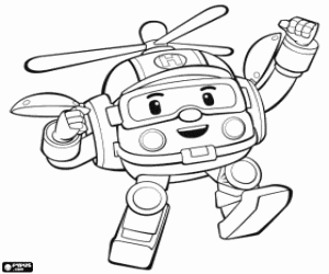 The helicopter robot Helly coloring page - SheetalColor.com