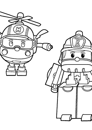 Robocar Poli and Helly coloring pages - SheetalColor.com