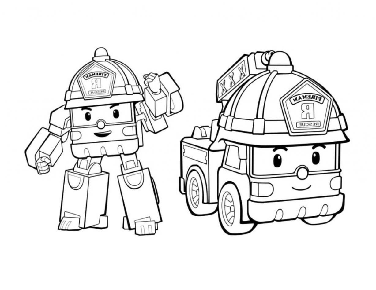 Printable Robocar Poli Roy Coloring Sheets Easy for Kids - Blank ...