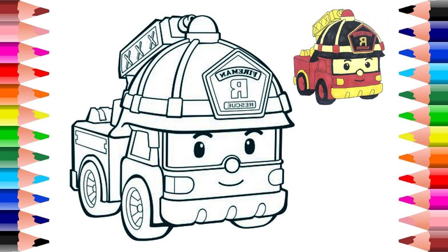 Printable Robocar Poli Roy Coloring Sheets Easy for Kids - Blank ...