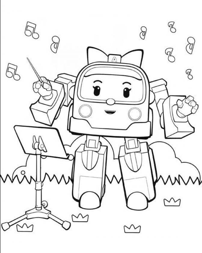 Printable Robocar Poli Coloring Sheets Easy for Kids - Blank Outline ...