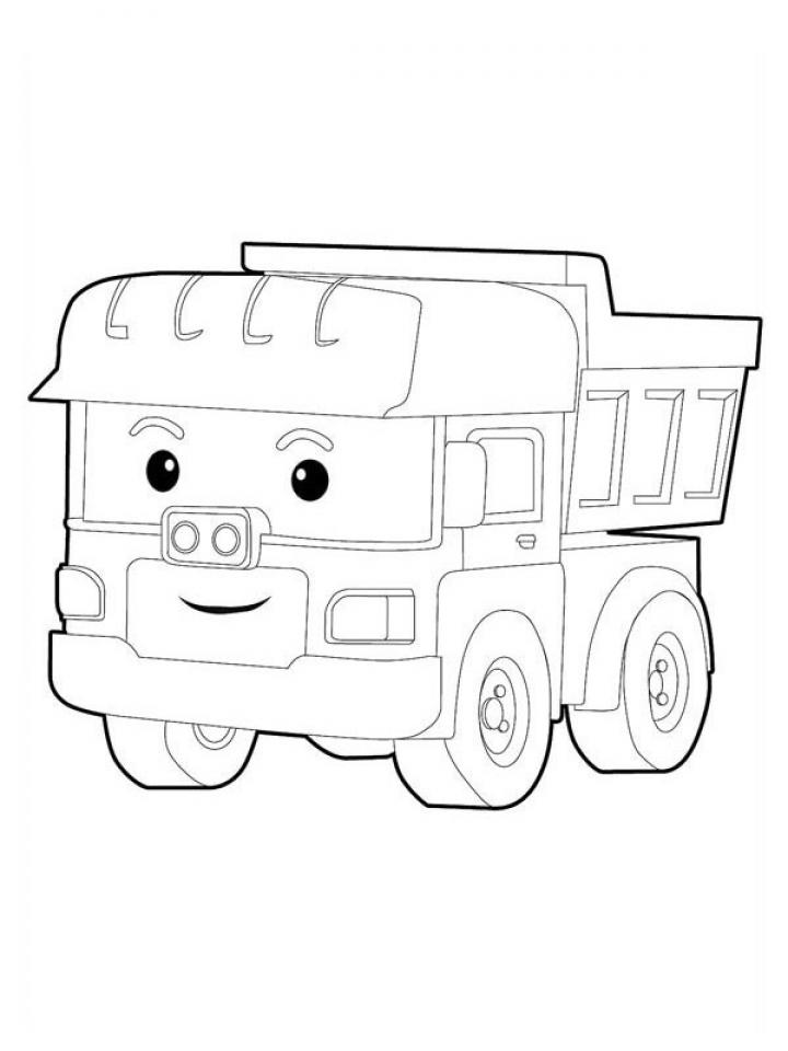 Dump the Dump Truck (Robocar Poli) coloring page - SheetalColor.com