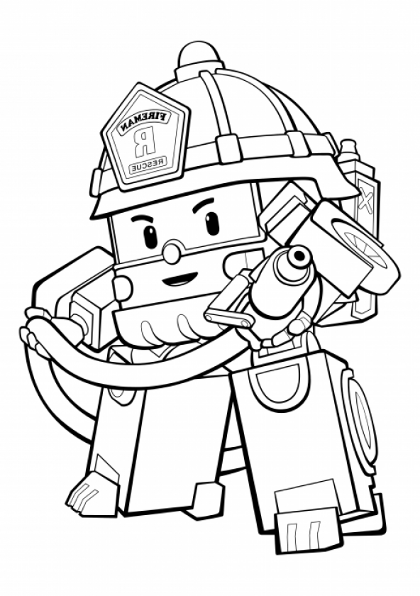 Roy a robotic fire truck coloring pages, Robocar Poli coloring - SheetalColor.com