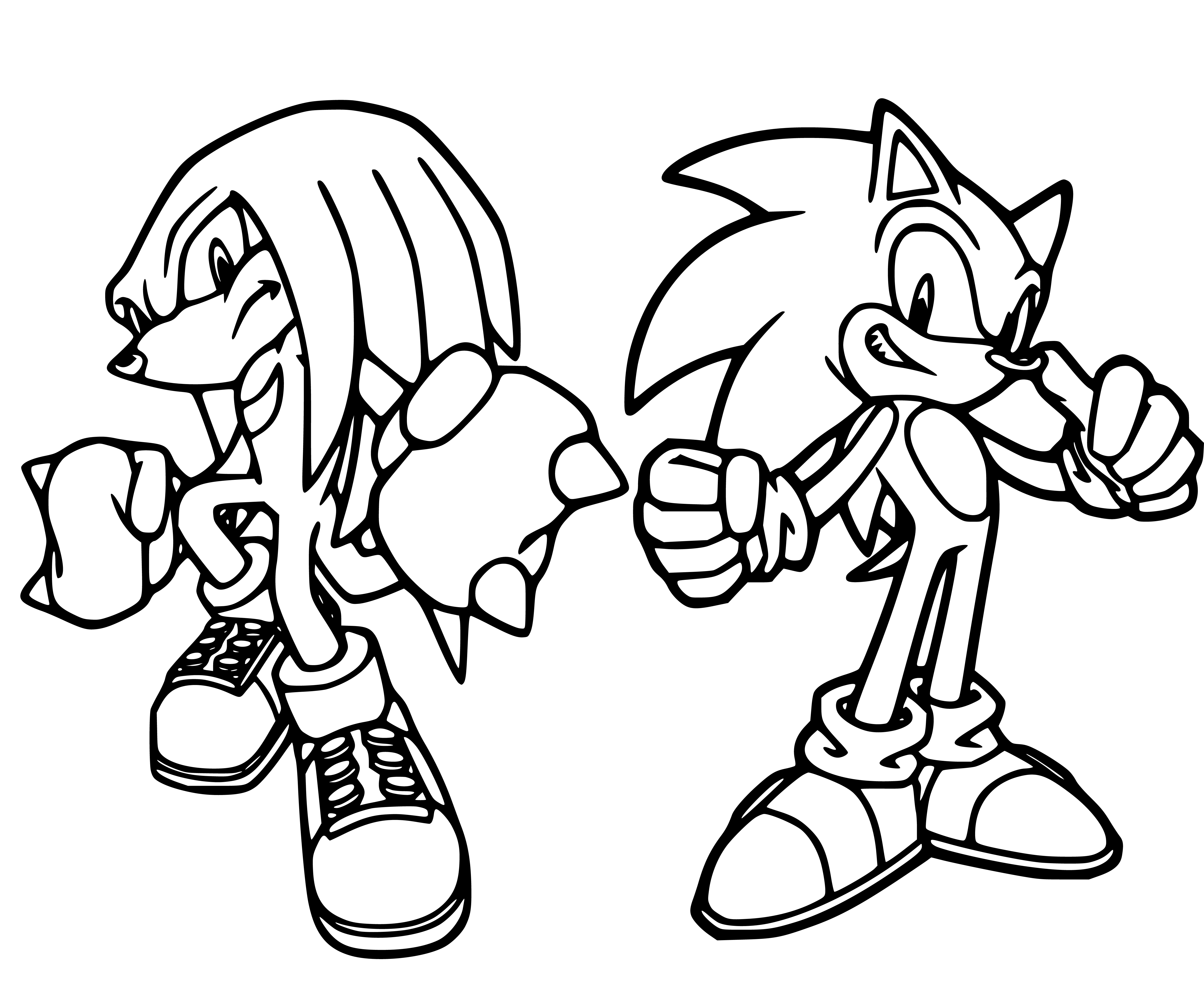Knuckles and Sonic Coloring Pages for Kids - SheetalColor.com