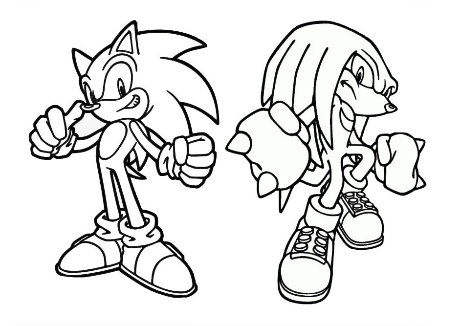 Knuckles and Shadow (Sonic the Hedgehog) Coloring Pages for Kids Printable Free - SheetalColor.com