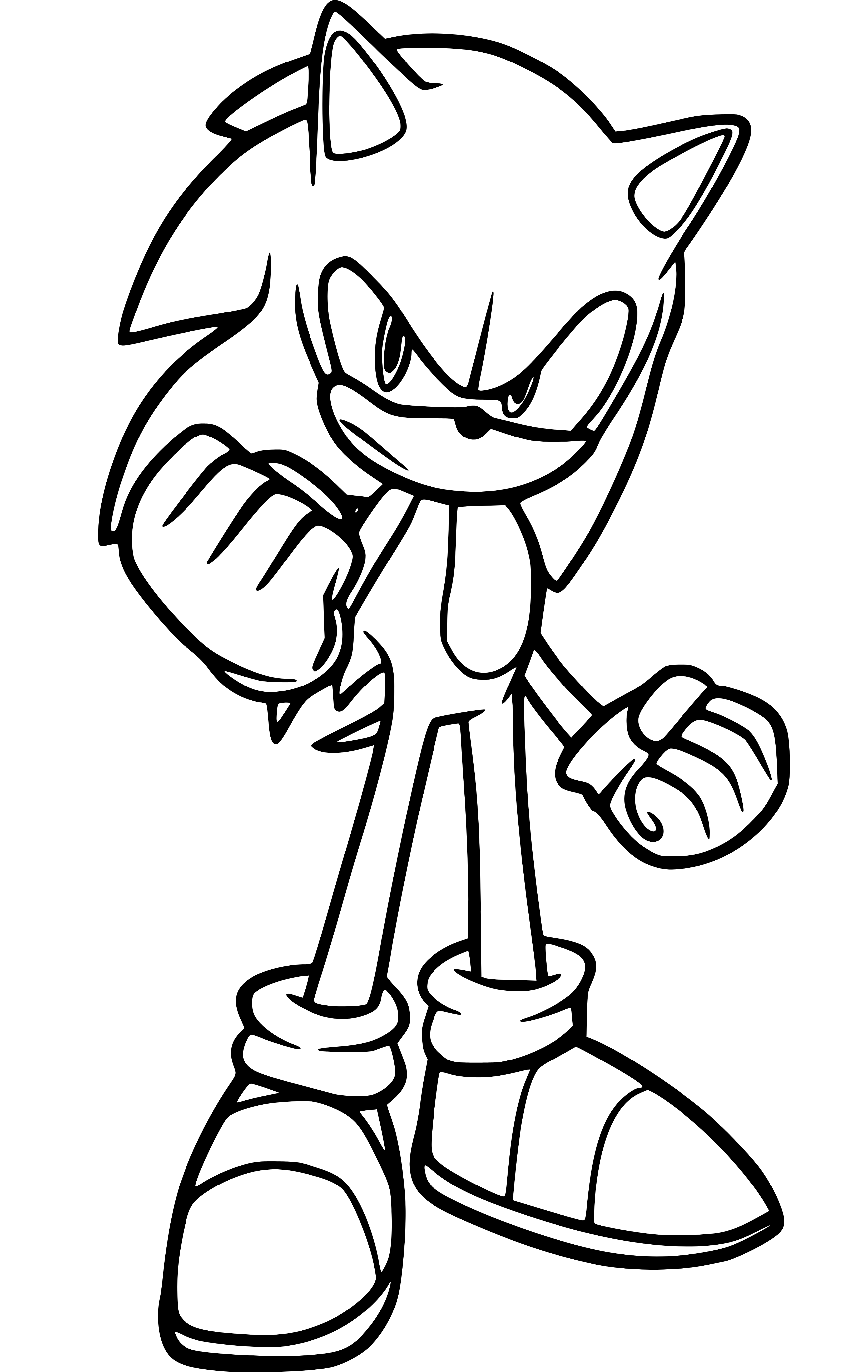 Sonic black and white coloring page - SheetalColor.com