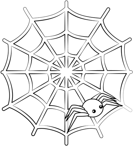 Spider and its web coloring pages - SheetalColor.com