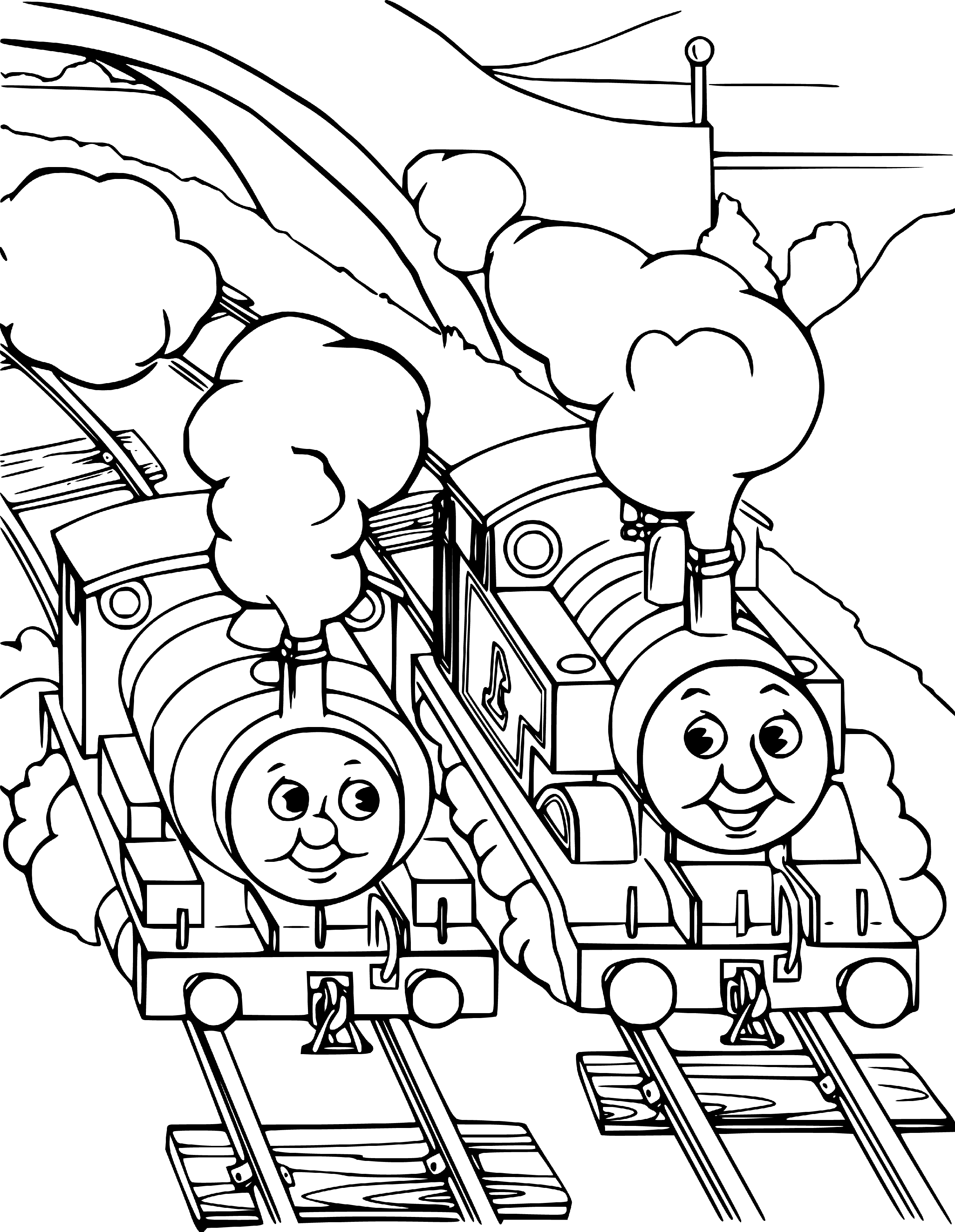 Thomas and Percy the Trains Coloring Sheets for Kids Printable Free - SheetalColor.com