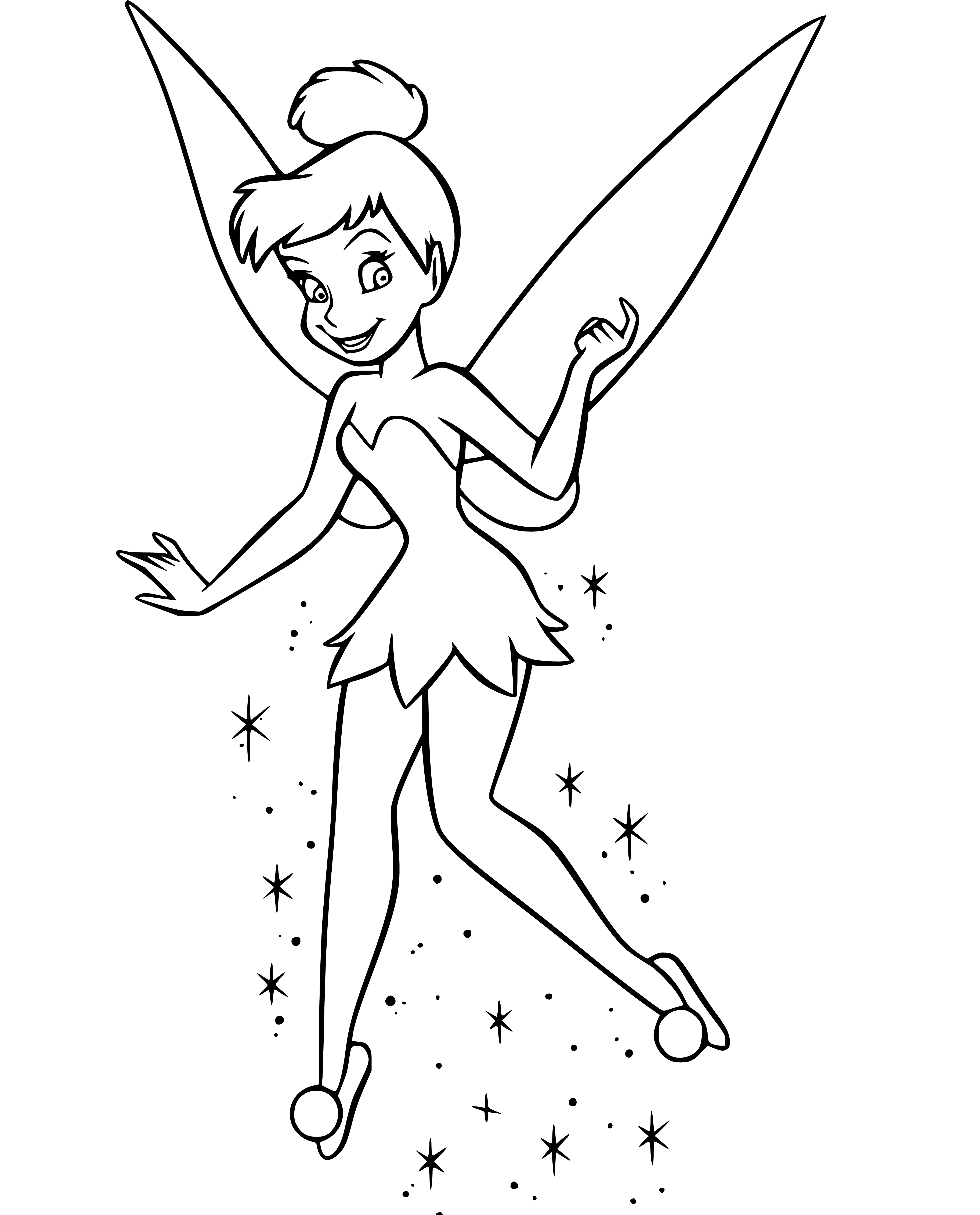 Tinker Bell and Stars Coloring sheet - SheetalColor.com