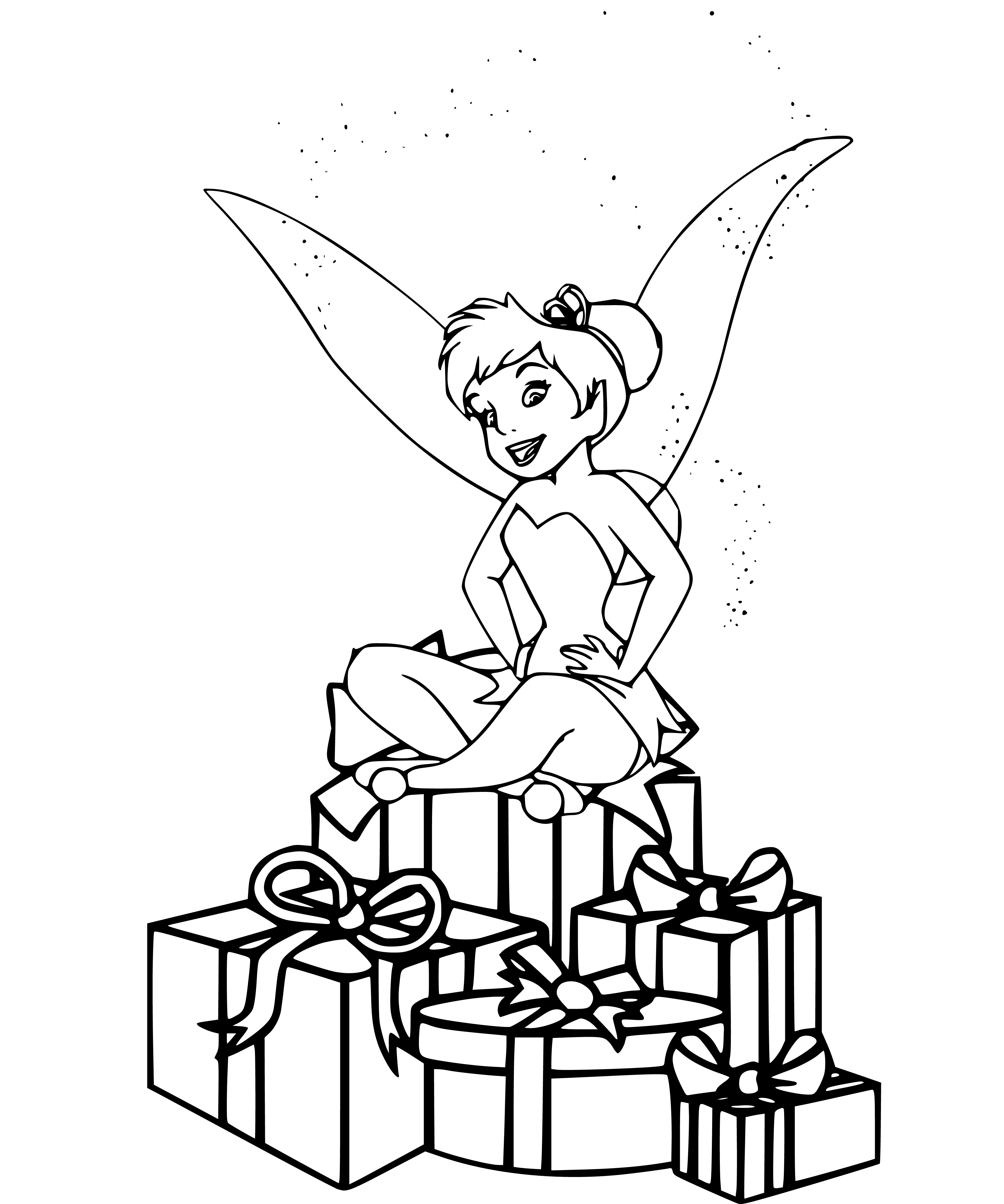 Tinker Bell Gifts Coloring Pages for kids printable - SheetalColor.com
