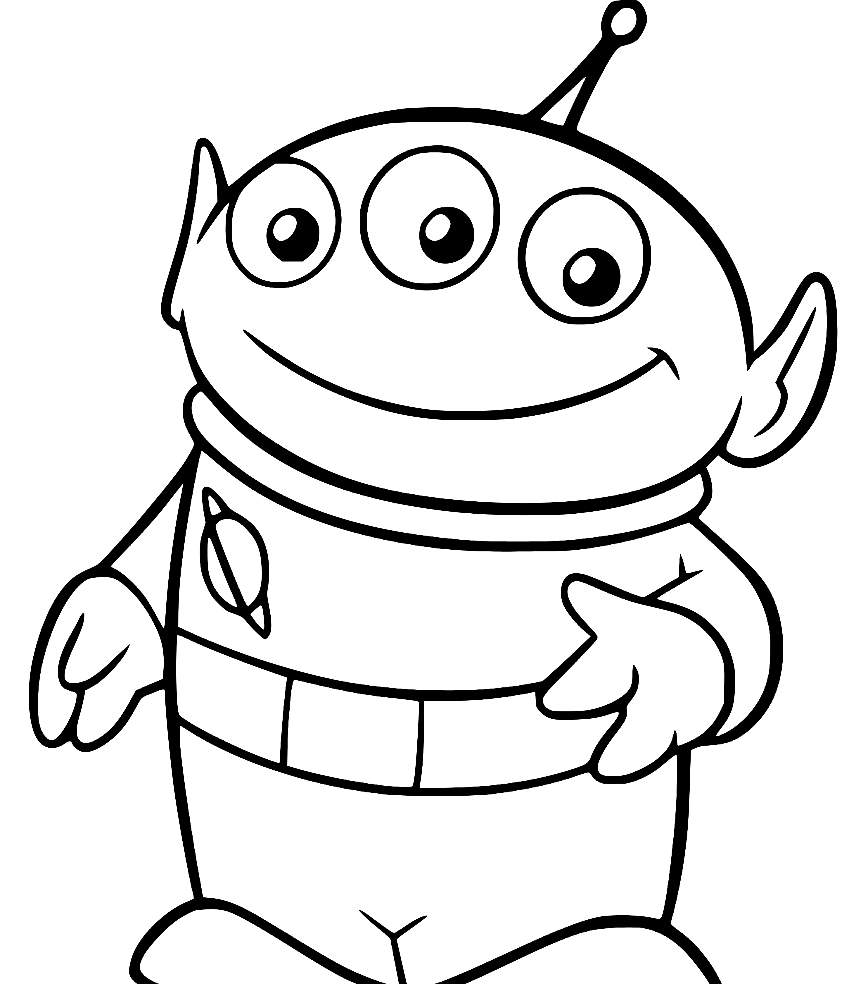 Toy Story Alien (Three Eyes) Coloring Sheet for Kids - SheetalColor.com