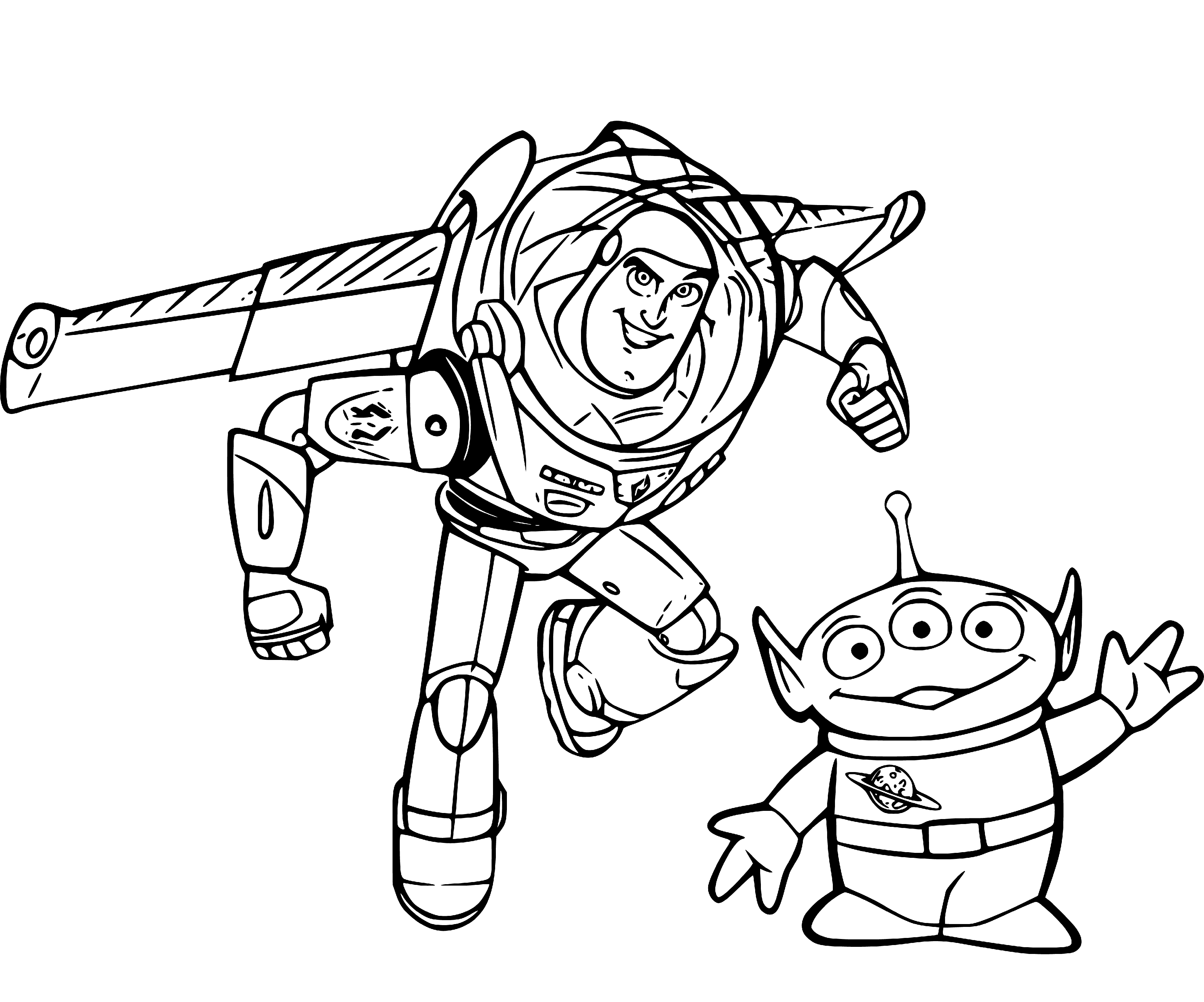 Toy Story Aliens and Buzz Lightyear Coloring Pages for Kids - SheetalColor.com