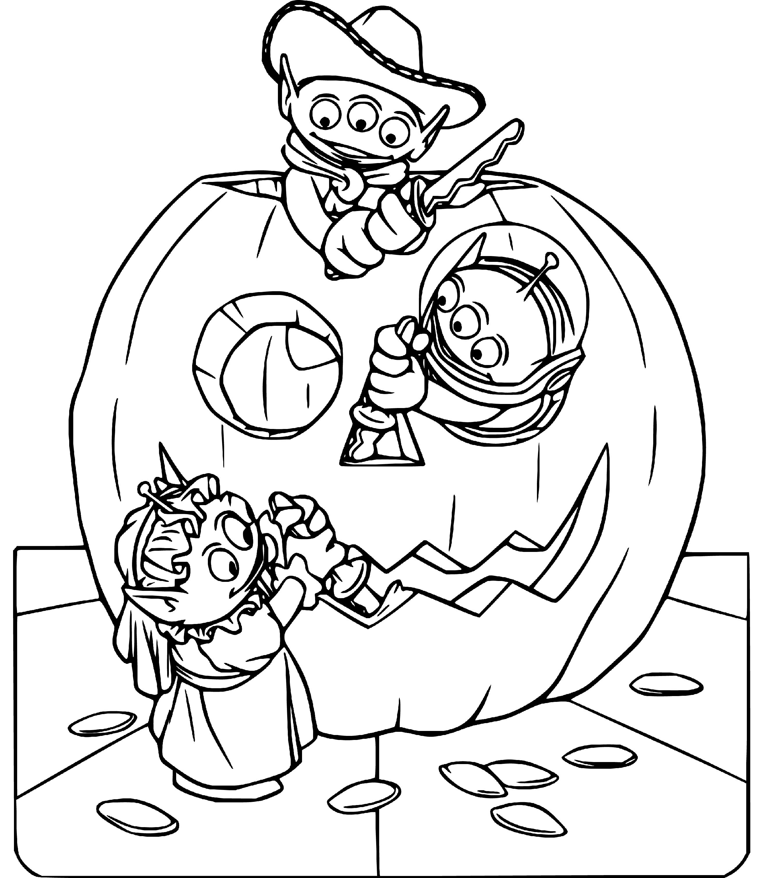 Toy Story Aliens Halloween Coloring Pages to Print for Kids - SheetalColor.com