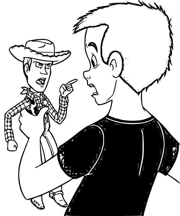 Toy Story Sid Phillips Coloring Page (Holding Woody) - SheetalColor.com