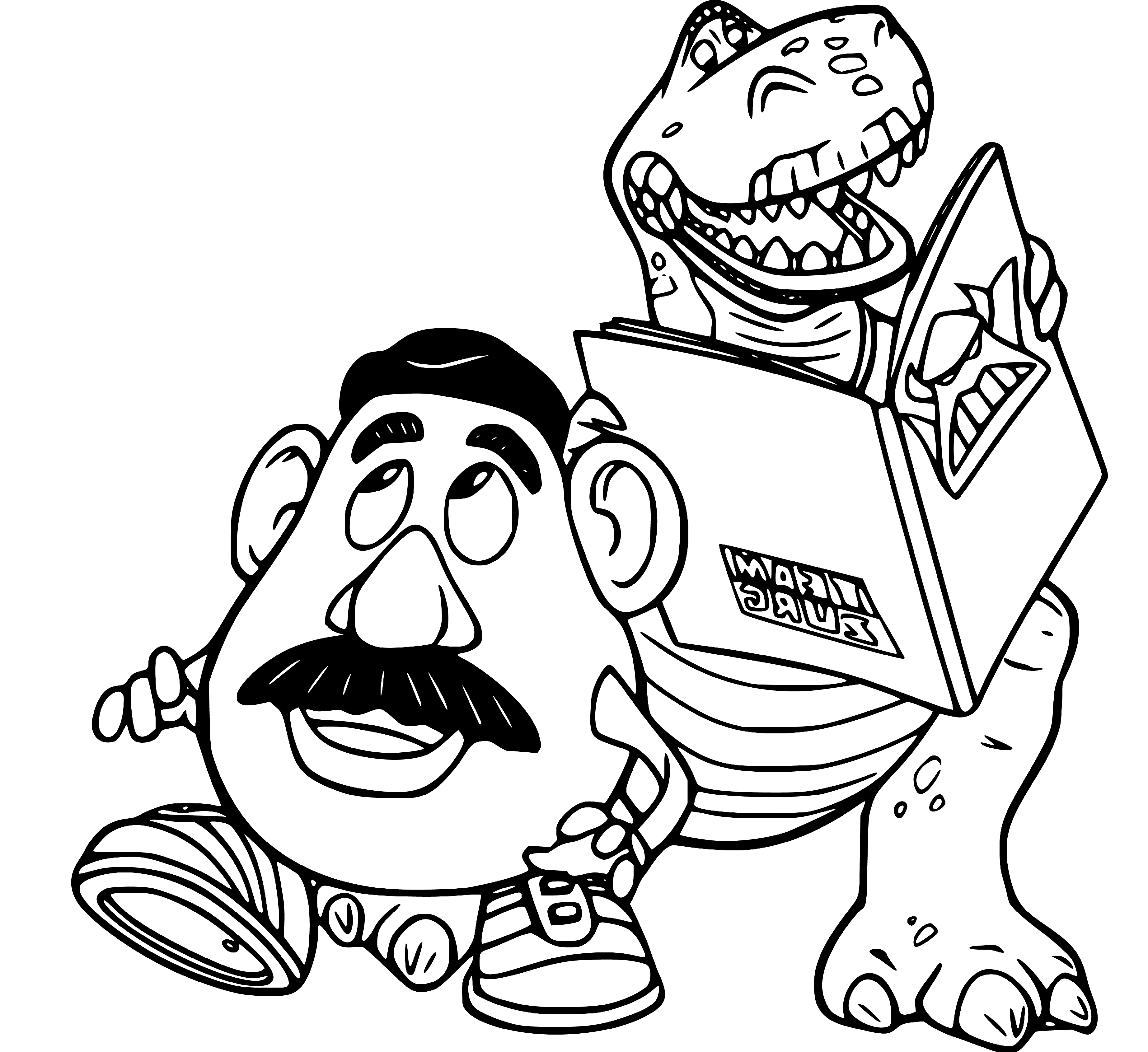 Rex and Potato Head Coloring Pages - SheetalColor.com