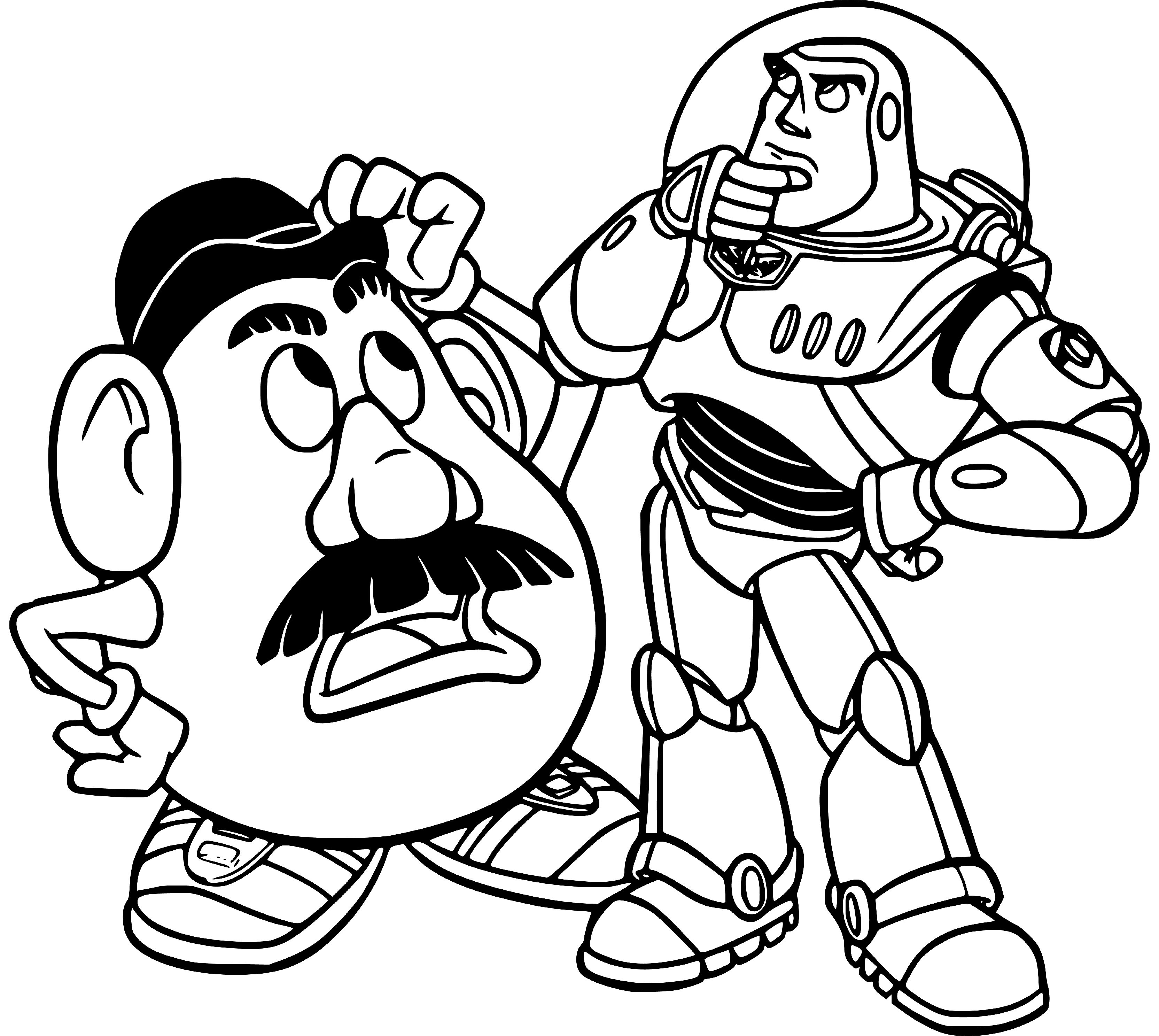 Toy Story: Potato Head and Buzz Coloring Pages for Kids Printable - SheetalColor.com