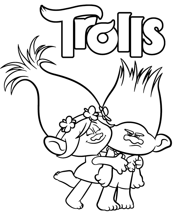 Trolls Branch And Poppy Coloring Sheet - SheetalColor.com