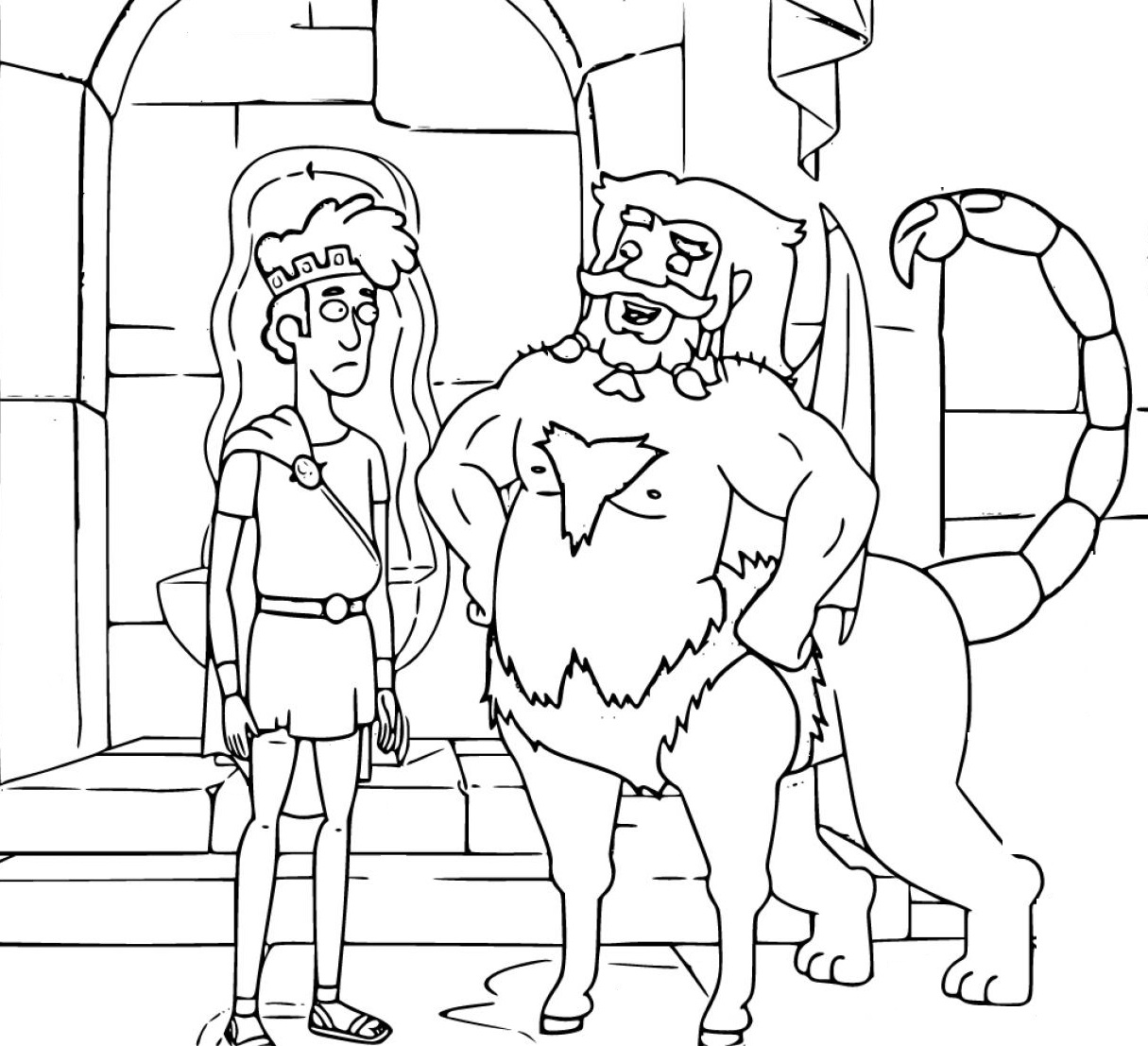 Tyrannis and Shlub Coloring Page for Kids - SheetalColor.com