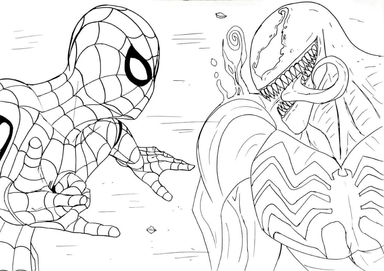 Coloring Pages Spider-Man and Venom Print Free