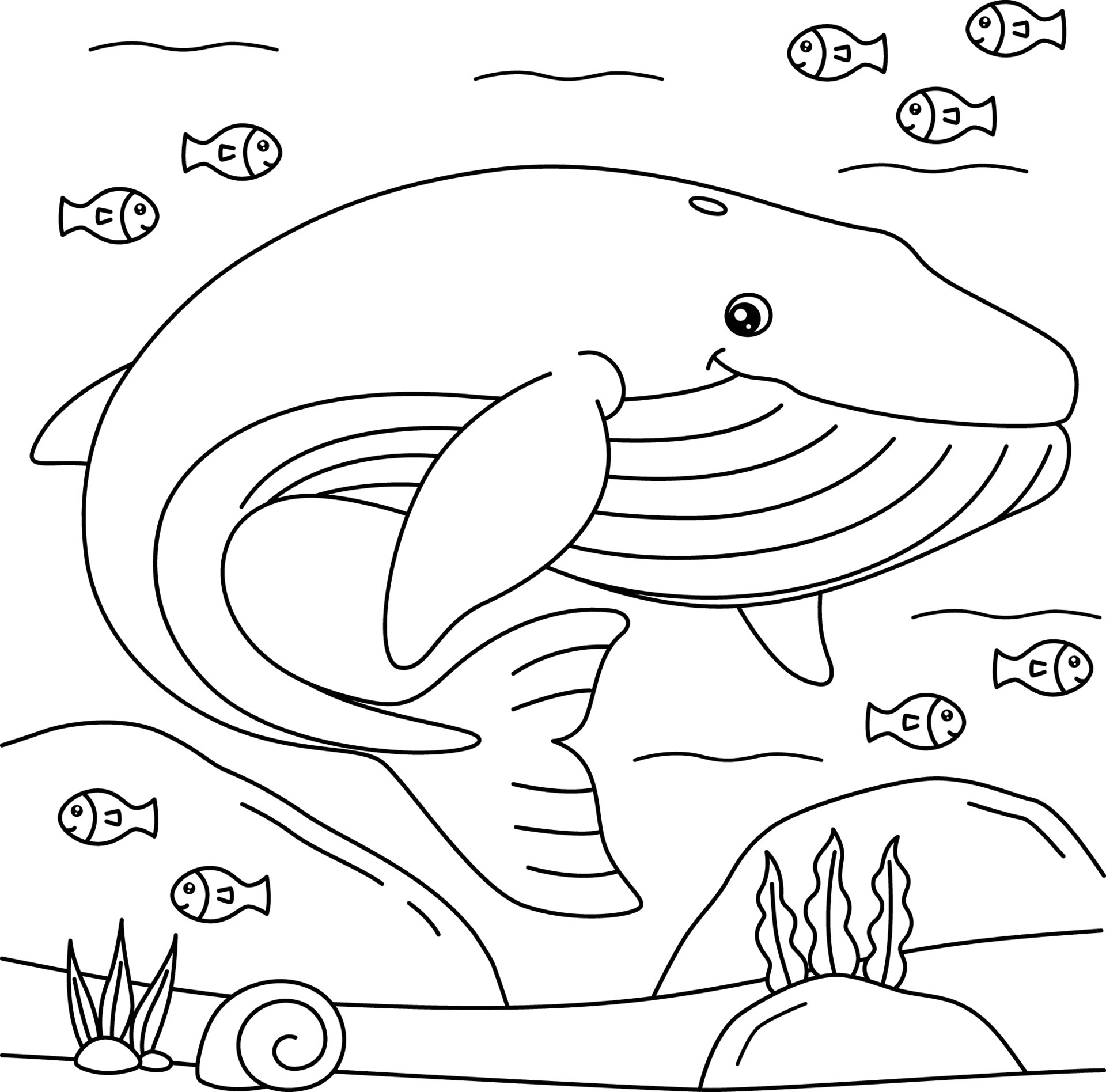 Blue Whale Coloring Page for Kids - SheetalColor.com