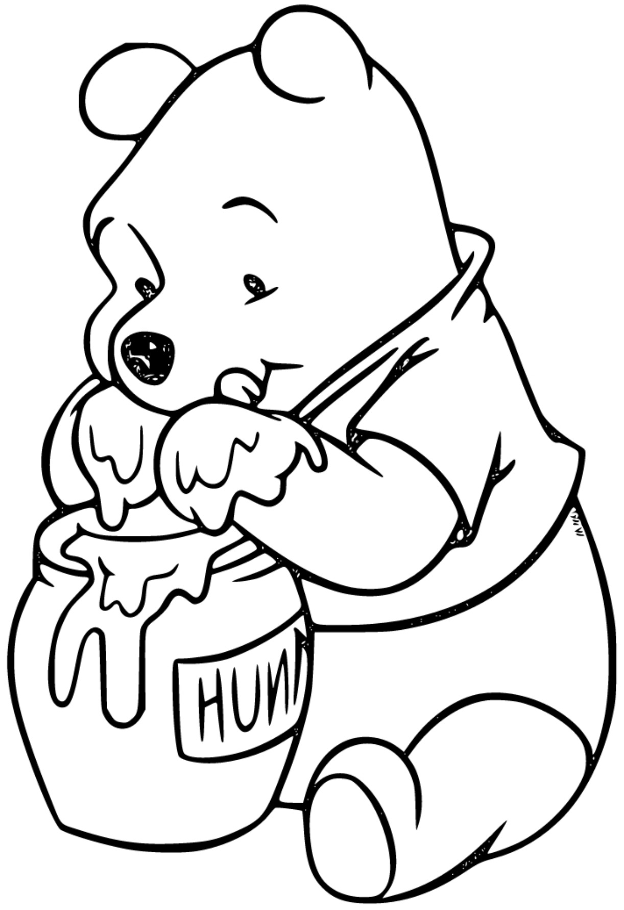 Winnie The Pooh Eating Honey drawing page - SheetalColor.com