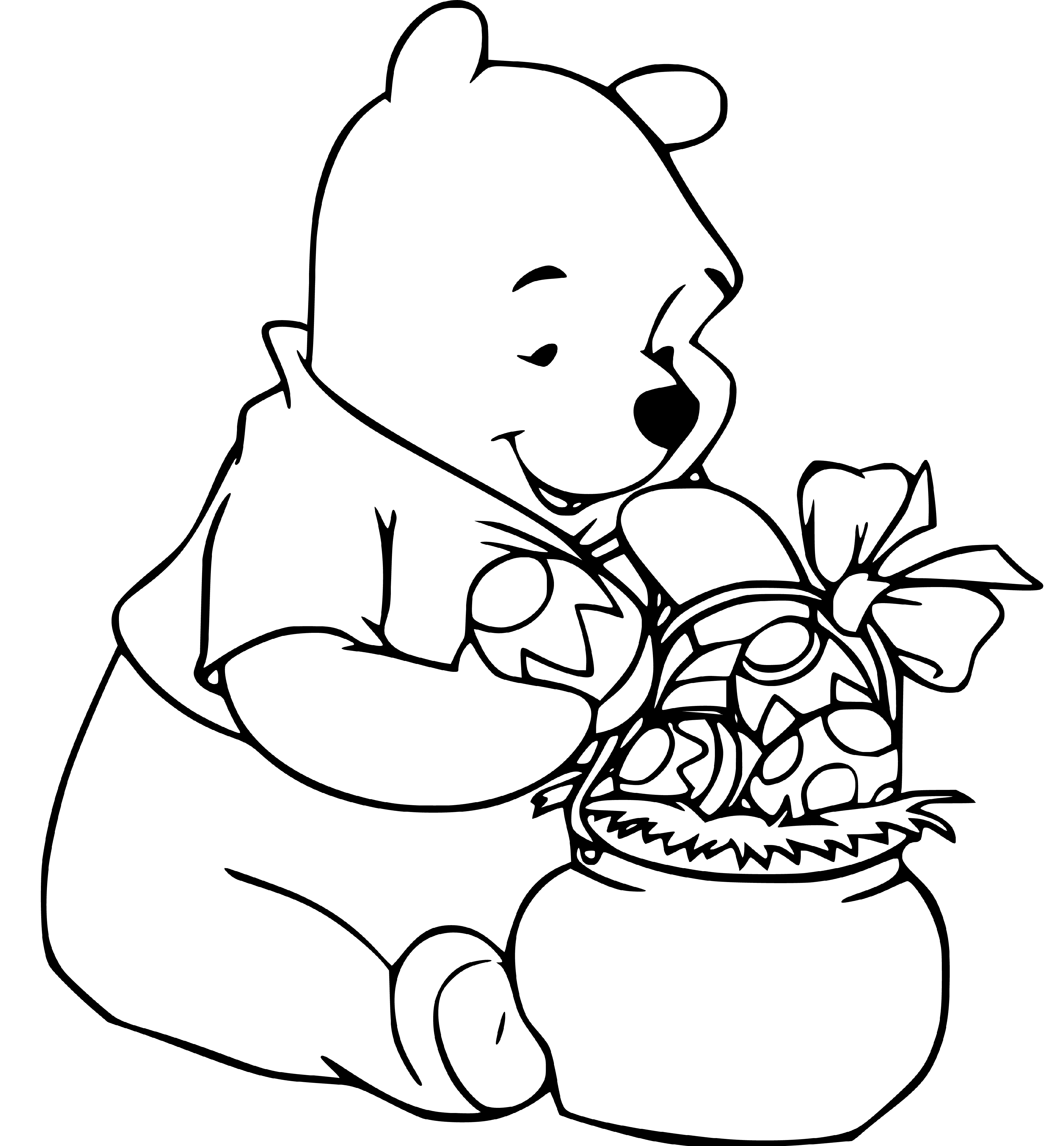 Winnie The Pooh Easter Day Coloring Sheet for Kids - SheetalColor.com