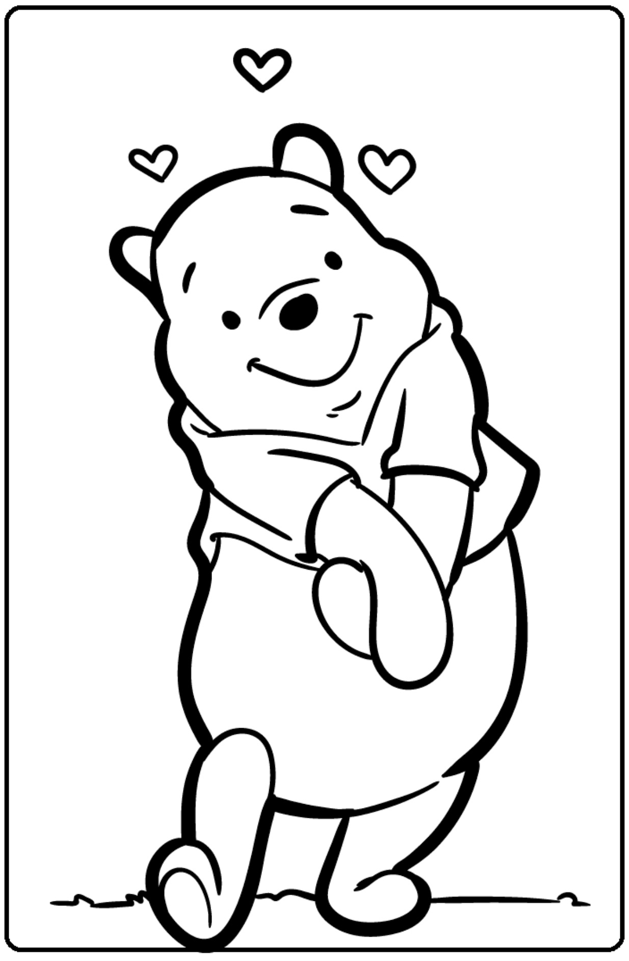 Winnie The Pooh Hearts painting page - SheetalColor.com