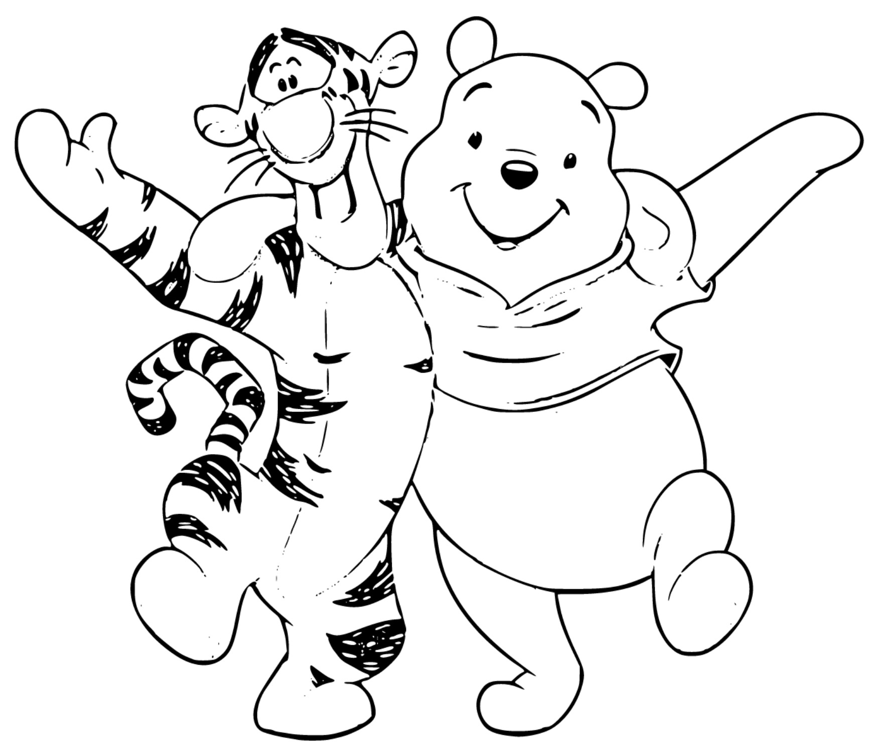 Tigger and Winnie The Pooh Coloring Sheet - SheetalColor.com