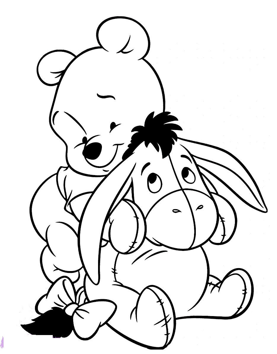 Baby Winnie The Pooh With Pet Coloring Pages - SheetalColor.com