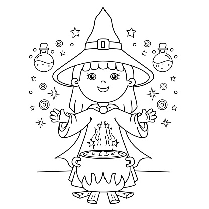 Baby Witch Coloring Page - SheetalColor.com