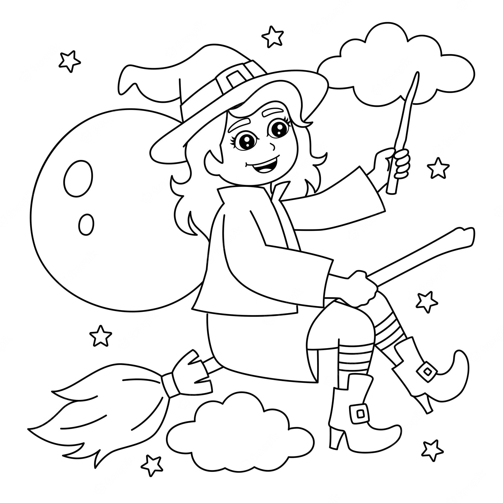 Halloween Witch coloring pages Vectors - SheetalColor.com