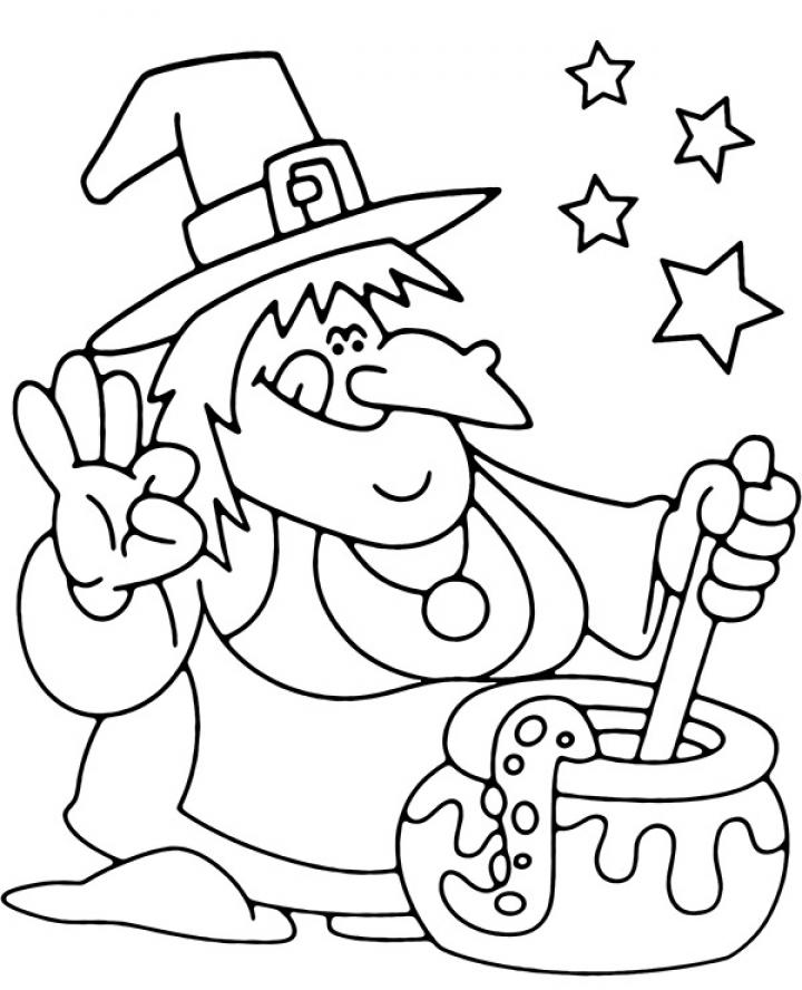 Printable Witch Coloring Sheets Easy for Kids - Blank Outline Pictures ...