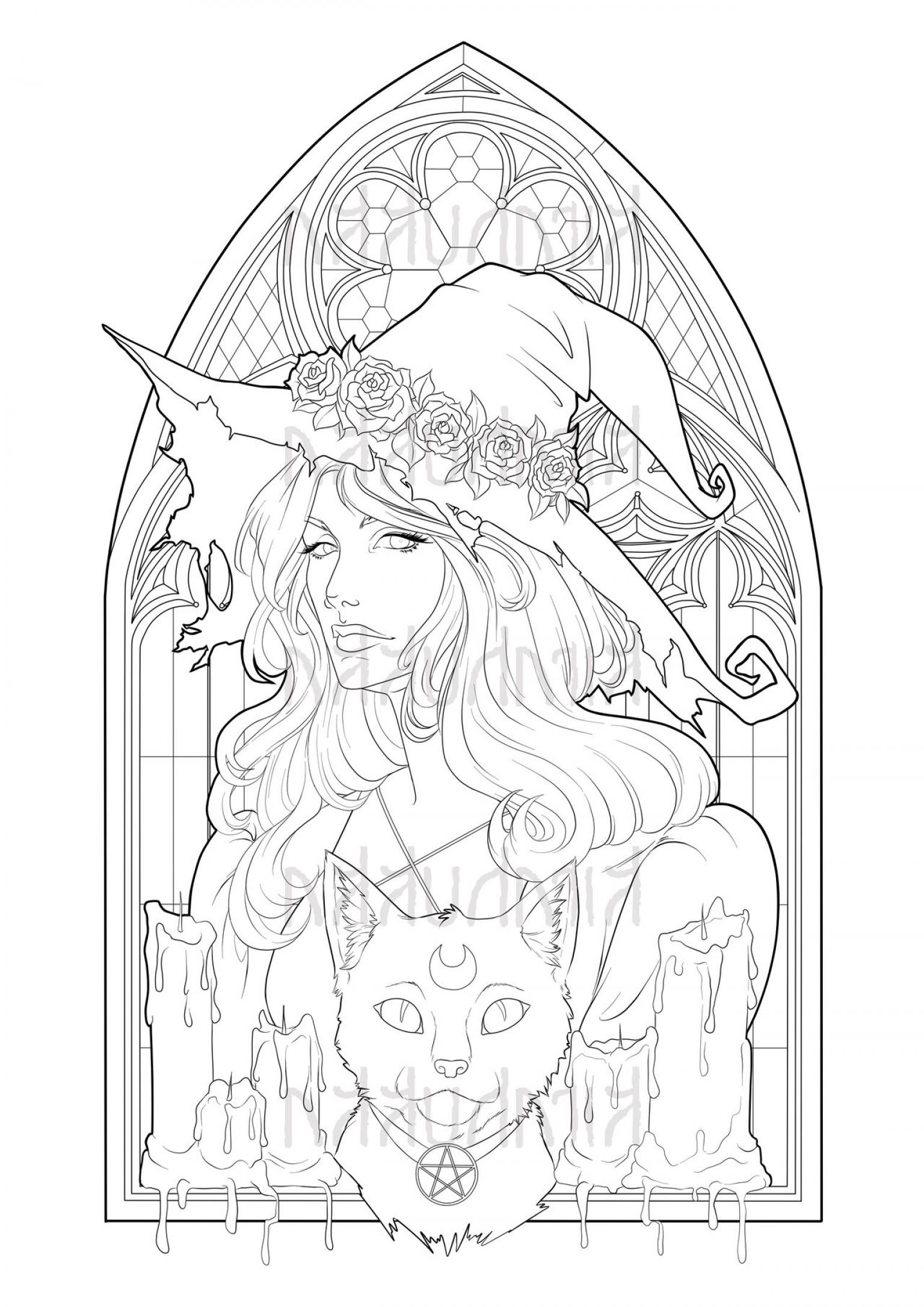 Printable Witch Coloring Sheets Easy for Kids - Blank Outline Pictures ...